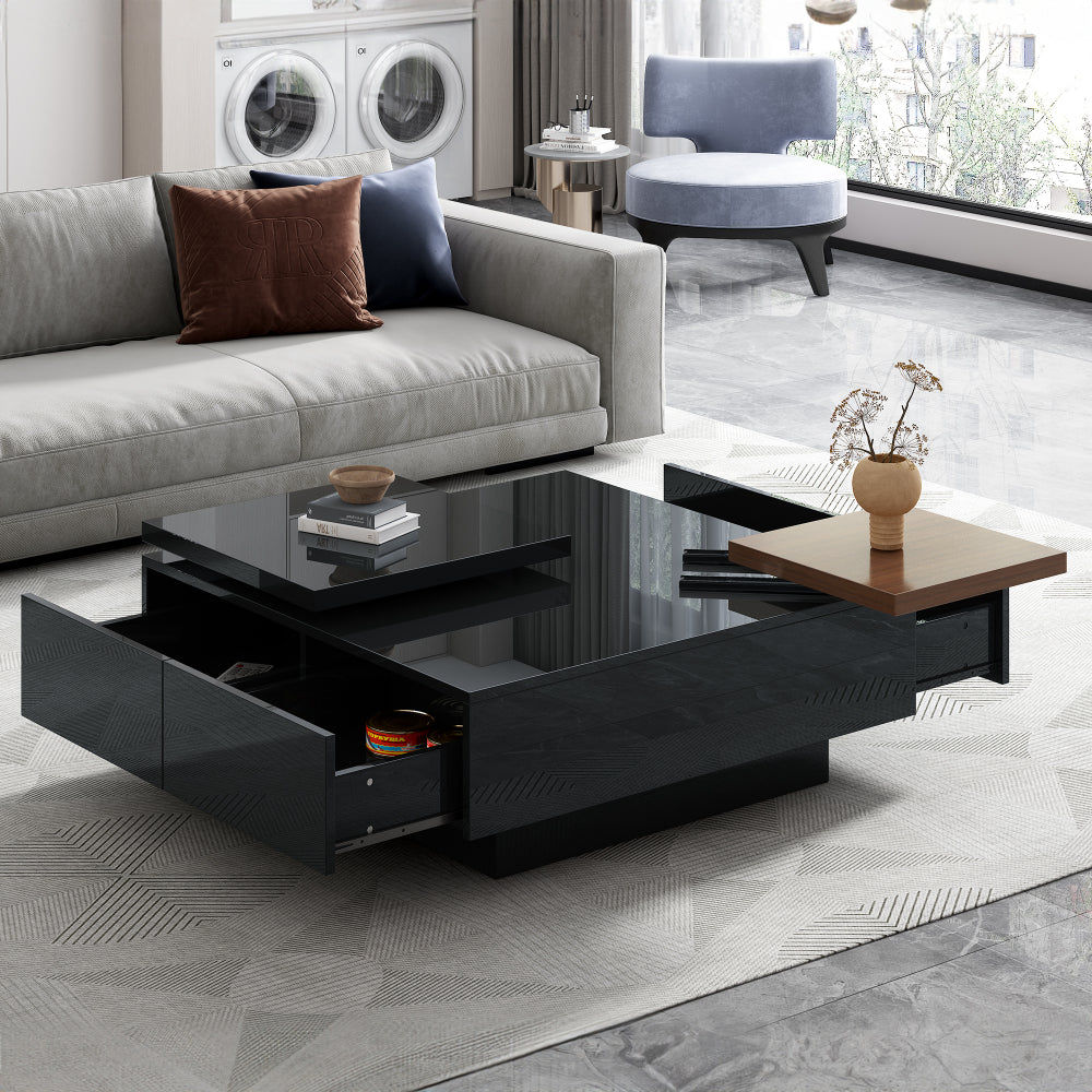 U-Can Set of 2 Nesting Coffee Tables Farmhouse,Rectangle Coffee Table Living Room,Wood Finish Coffee Table Set, Small Coffee Tables, Sofa Side Table for Living Room