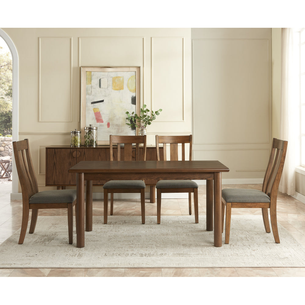 60" Rectangular Dining Table for 6 Person, Retro Kitchen Table, Wooden Dinner Room Table with Solid Wood Legs for Home Kitchen Restaurant Living Room, Ultra Easy to Assemble
