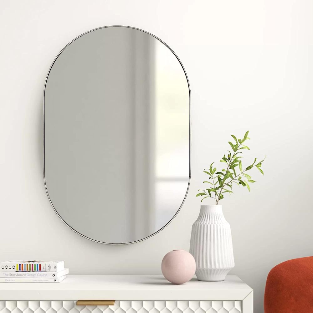 Black 20 x 28 Inch Metal Oval Mirror
