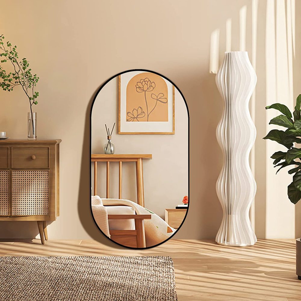 Black 20 x 28 Inch Metal Oval Mirror