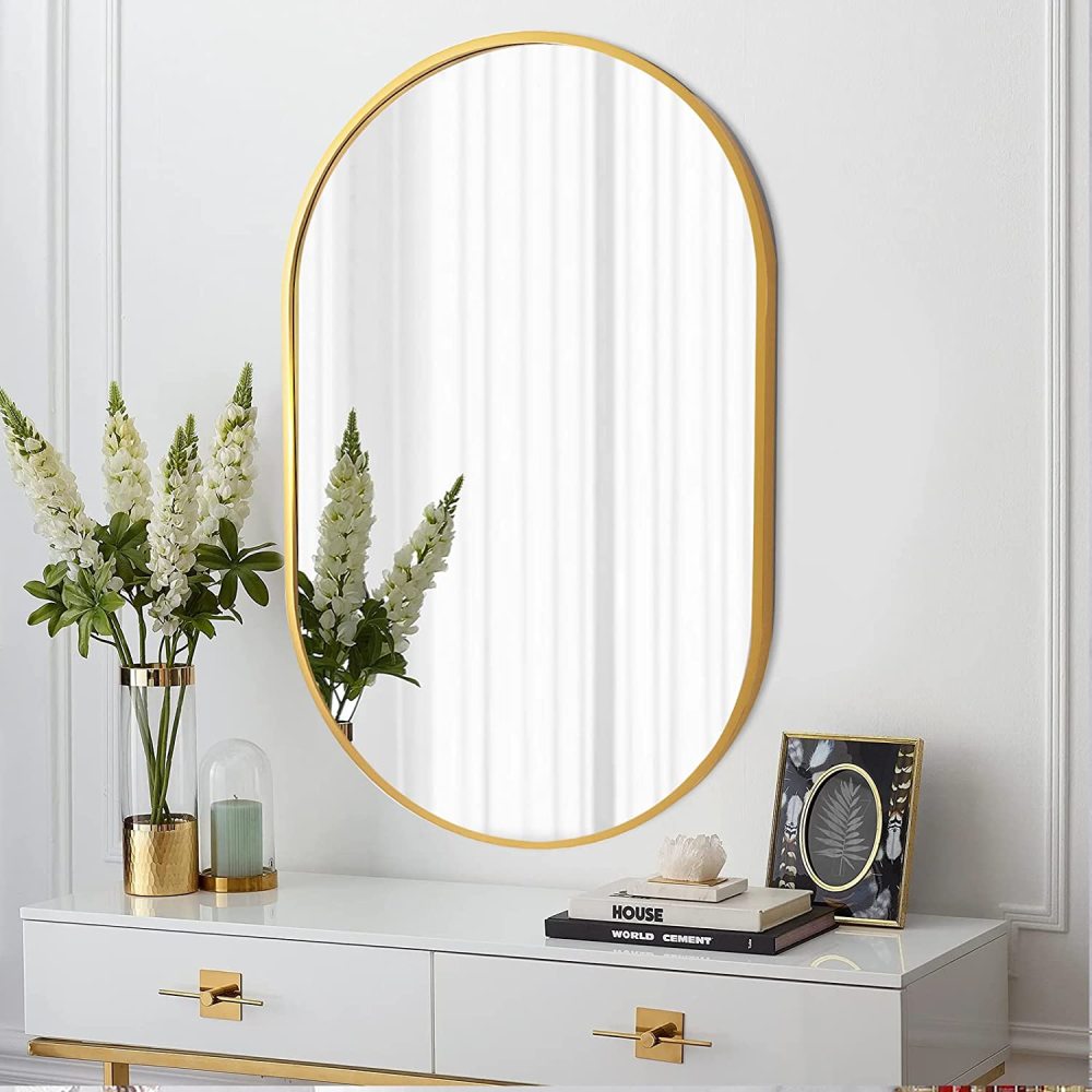 Black 20 x 28 Inch Metal Oval Mirror