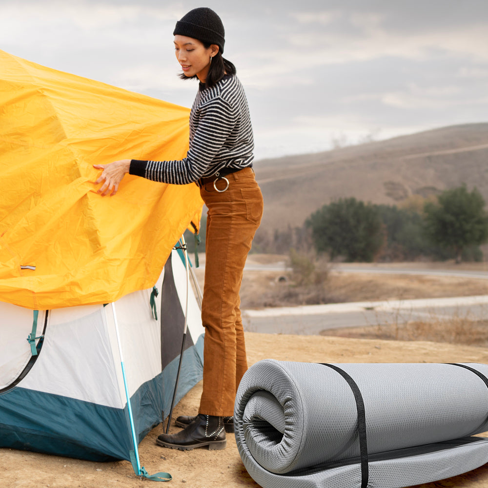 Memory Foam Camping Mattress - 75"x38"x3" Perfect for Outdoor Activities, RVs, Guest Rooms, and Dorms; Foldable, Portable, with Water-Resistant Zipper Cover, CertiPUR-US Certified