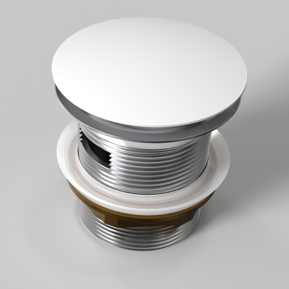 Matte white cover brass pop-up drainer for stone resin freestanding bathtub