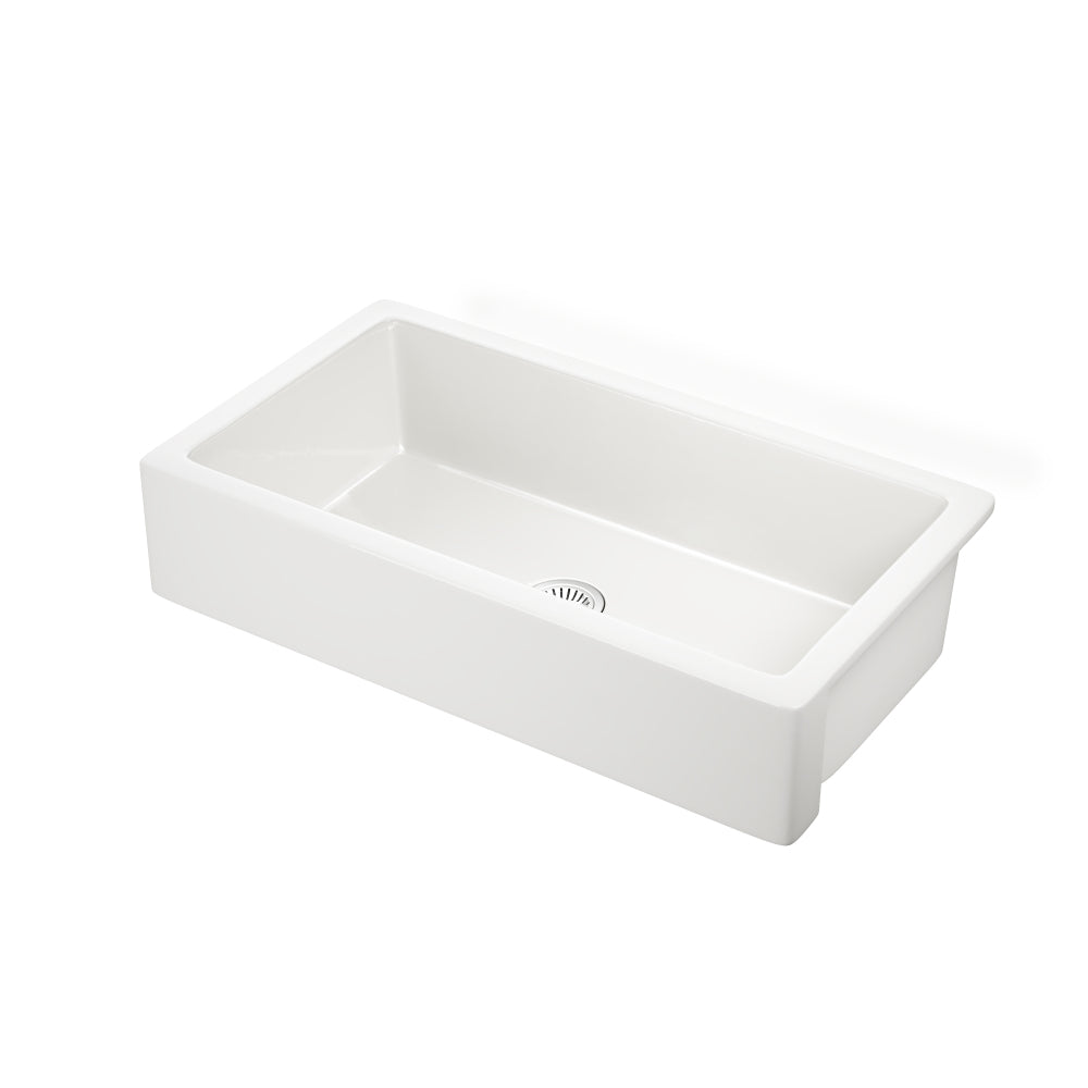 30"L x 19" W Farmhouse/Apron Front White Ceramic Kitchen Sink