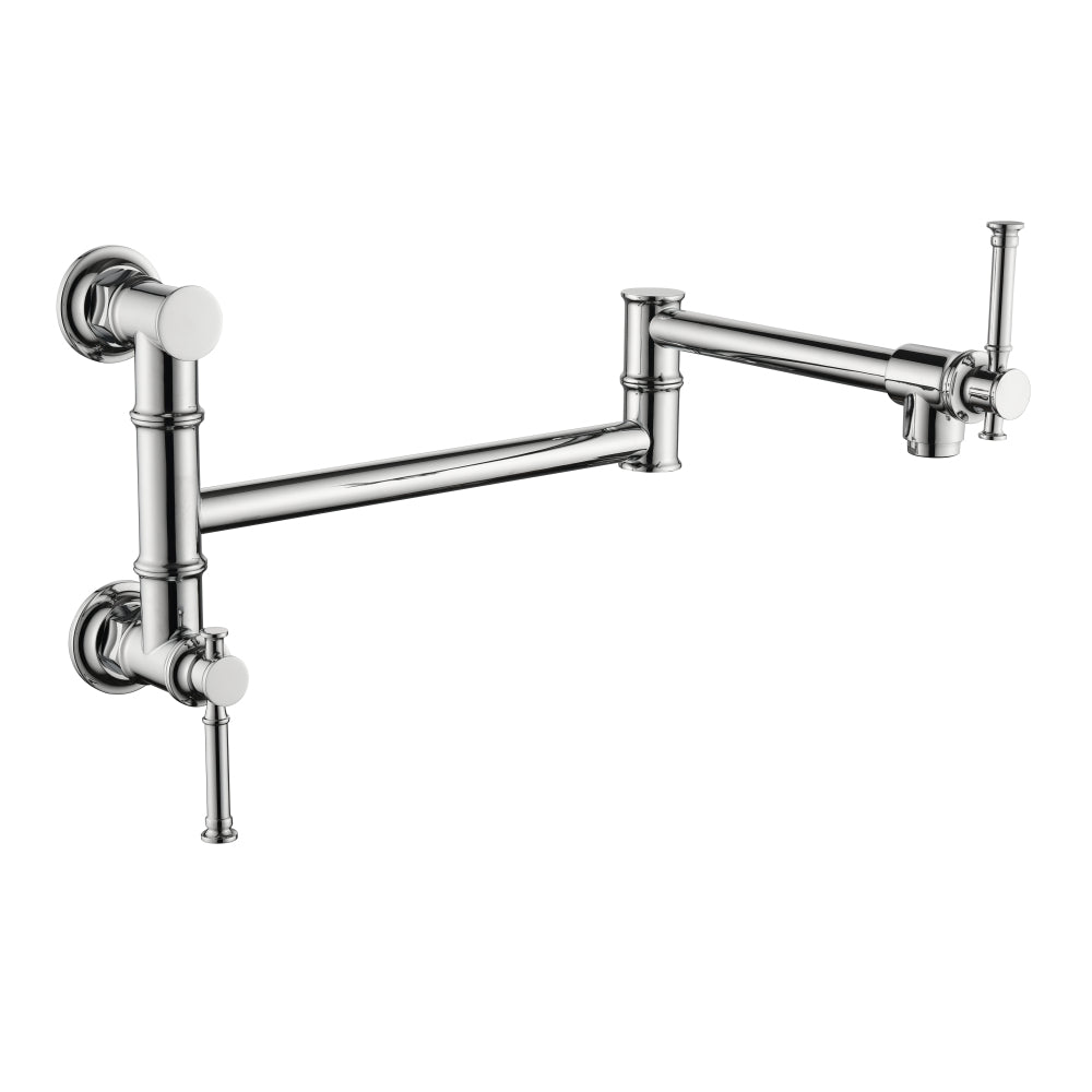 Wall mounted Pot Filler Faucet, Modern Brass Pot Filler Two-Attachment Wall Mount Folding Kitchen Pot Filler Swing Arm