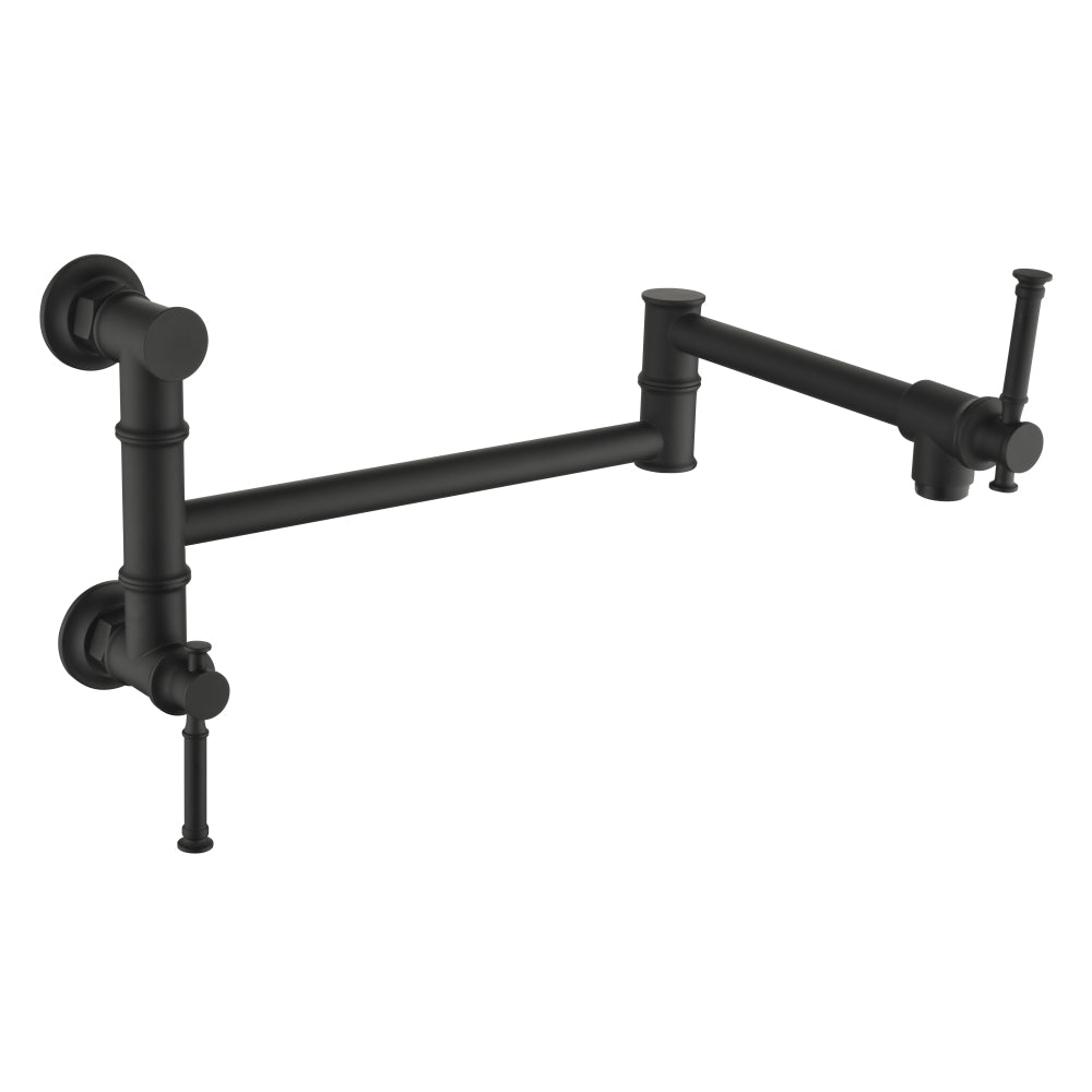 Wall mounted Pot Filler Faucet, Modern Brass Pot Filler Two-Attachment Wall Mount Folding Kitchen Pot Filler Swing Arm