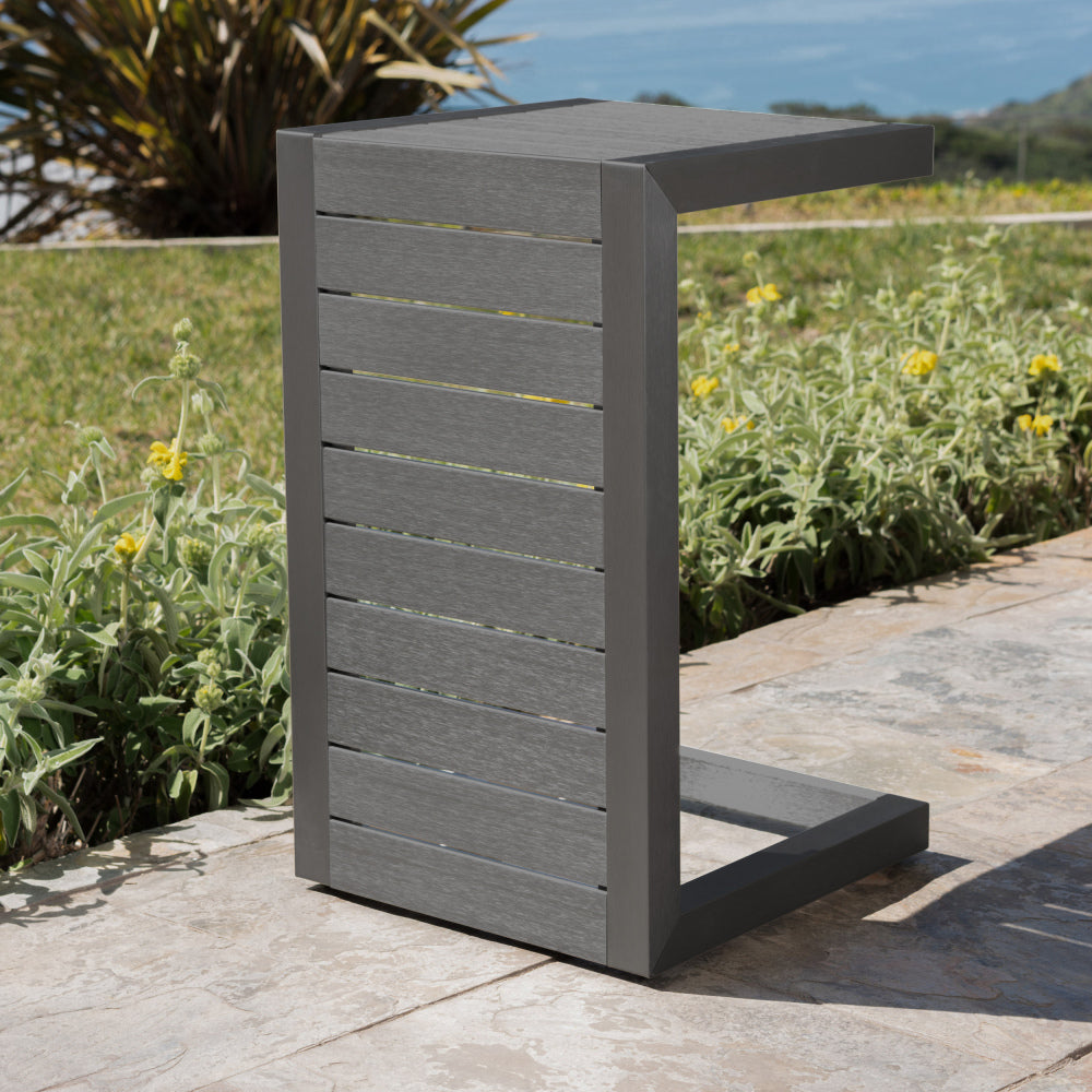 CAPE CORAL ALU C-SHAPED TABLE GREY