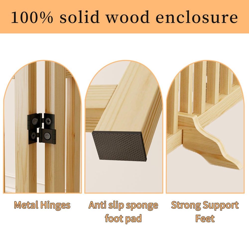 Wooden Freestanding Dog Gates for The House,Dog Gates for Doorways, Stairs,Wood Dog Fences Indoor Pet Gate,Step Over Fence-8 Panel 31"H ( BACK-TO-SCHOOL )