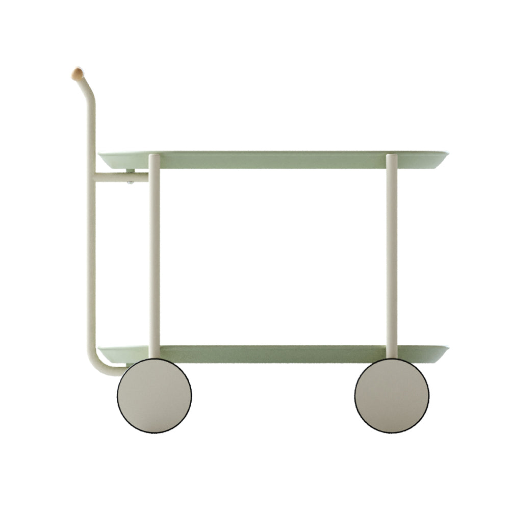Moon storage cart (green) Nordic Internet celebrity mobile trolley kitchen simple double storage shelf living room sofa storage shelf