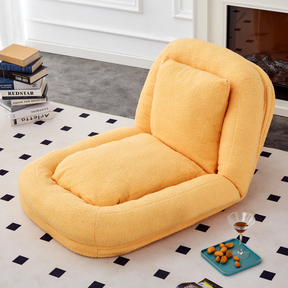 Folding Sofa Chair with 5 Adjustable Positions Plush Floor Lounge Chair for Gaming, Meditation, and Relaxation