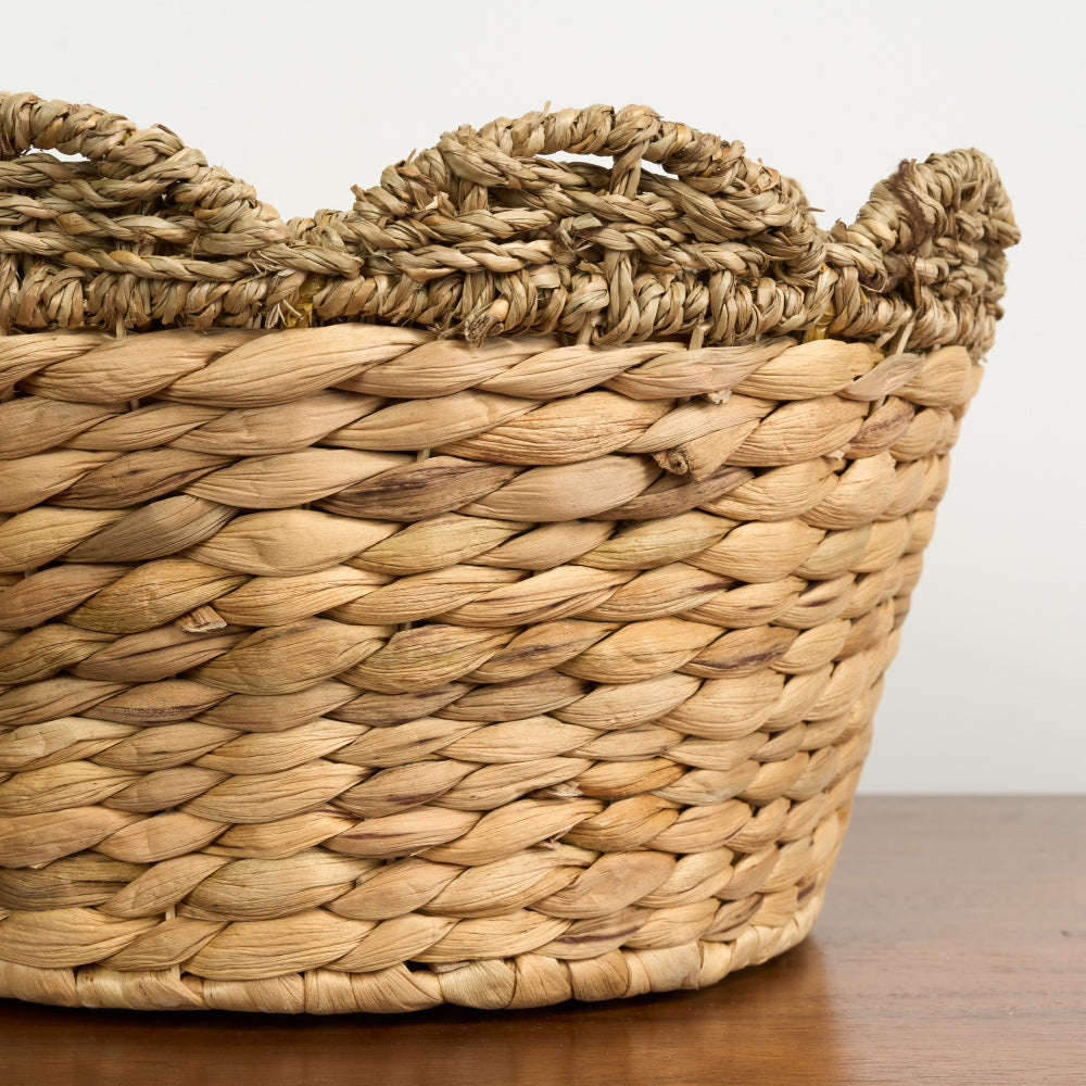 Water Hyacinth Woven Round Multi Use Kitchen and Bathroom 14" / 12" / 10" Basket Natural Brown