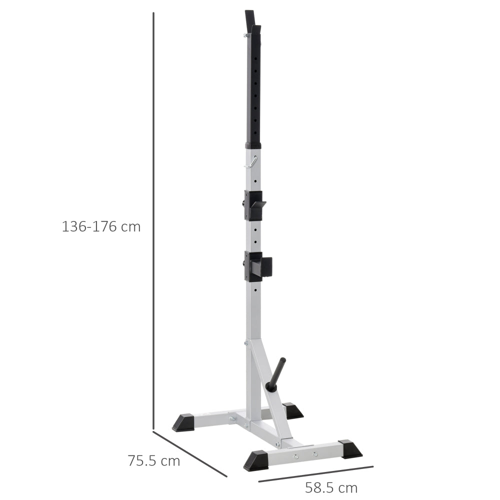 Soozier 2-Piece Pair Steel Height Adjustable Barbell Squat Rack and Bench Press 23" x 29.75" x 69.25"