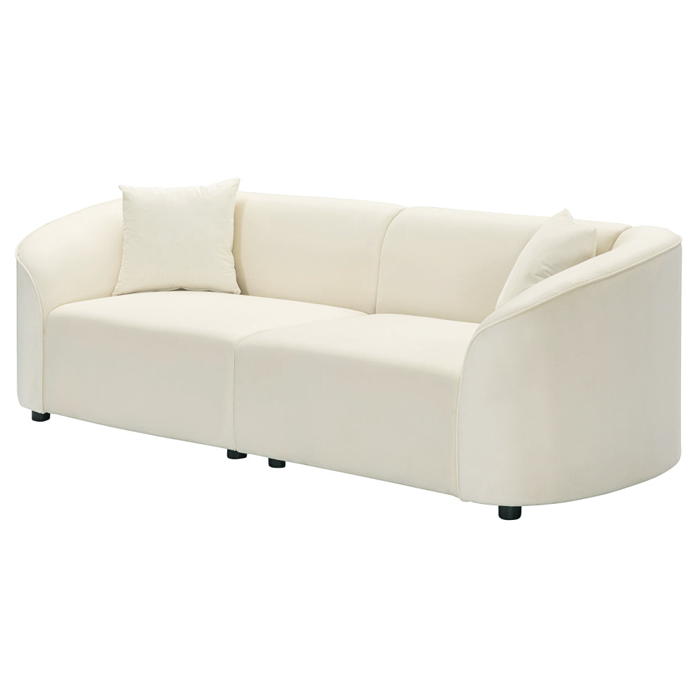 87" Curved Contemporary Sofa in Off-White: Plush Seating, Streamlined Design, and Durable Frame – Ideal for Stylish Living Spaces