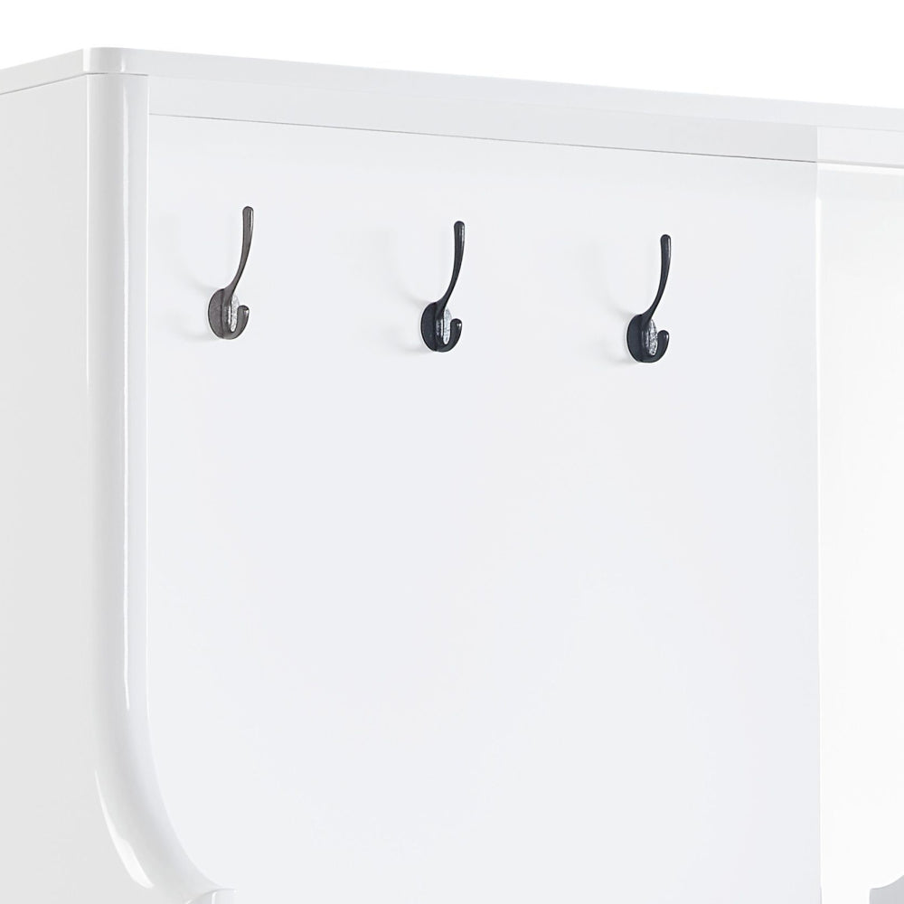 Buck II White High Gloss Finish Hall Tree