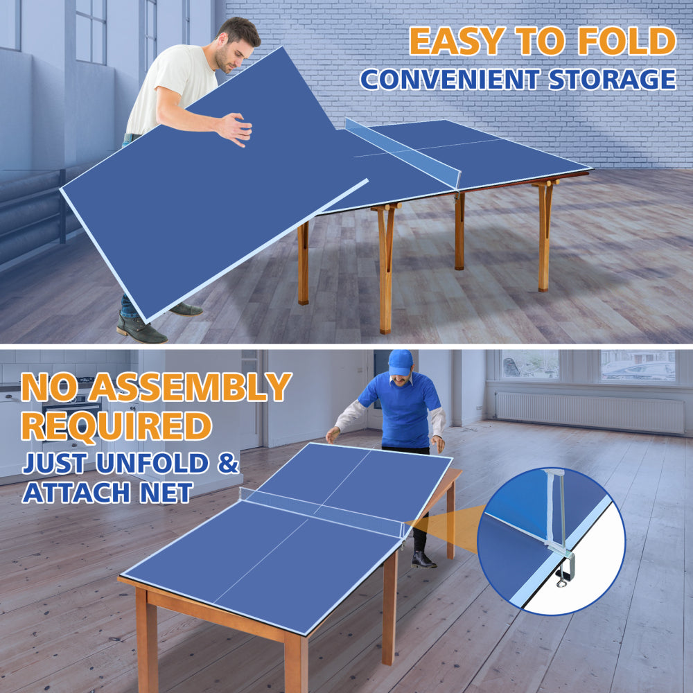 7*4ft Blue Mid-Size Ping Pong Conversion Top Foldable & Portable Table Tennis Table Top for Indoor Games