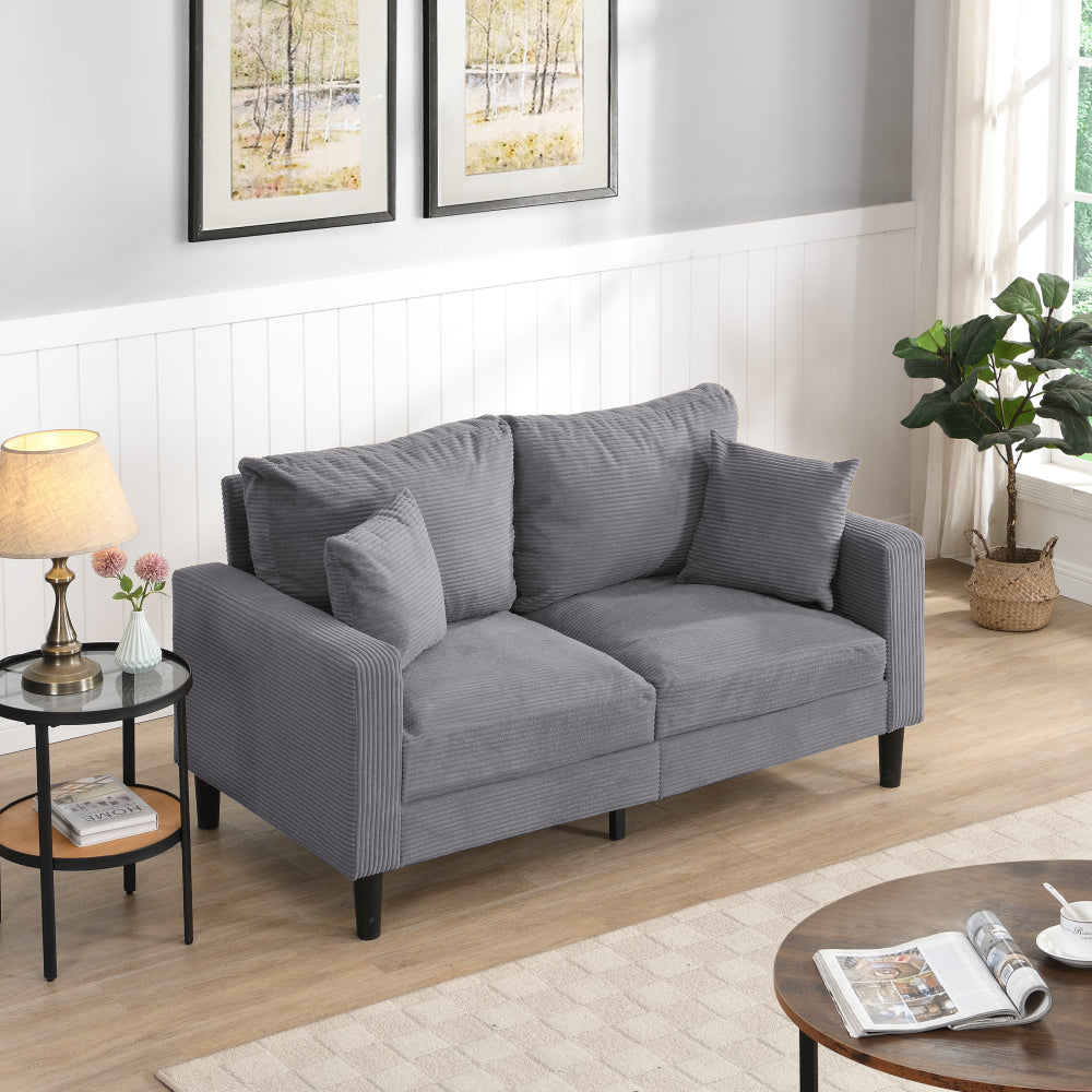 57 " High Resilience Loveseat Sofa, Wooden Frame 2 Seat Sofa, Comfy , Small Space Saving Modern Upholstered Sofa, Living Room Bedroom Apartment Small Space , Light gray