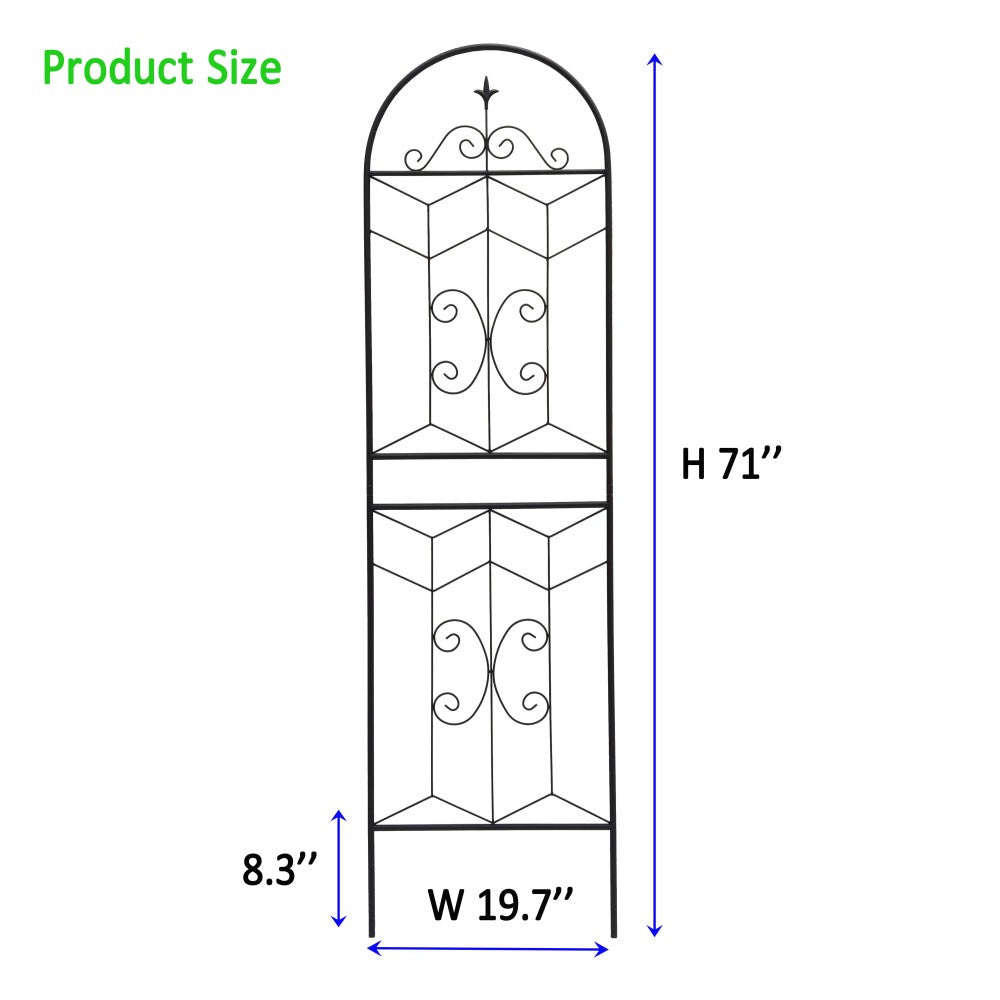 4 Pack Metal Garden Trellis 71" x 19.7" Rustproof Trellis for Climbing Plants Outdoor Flower Support Black