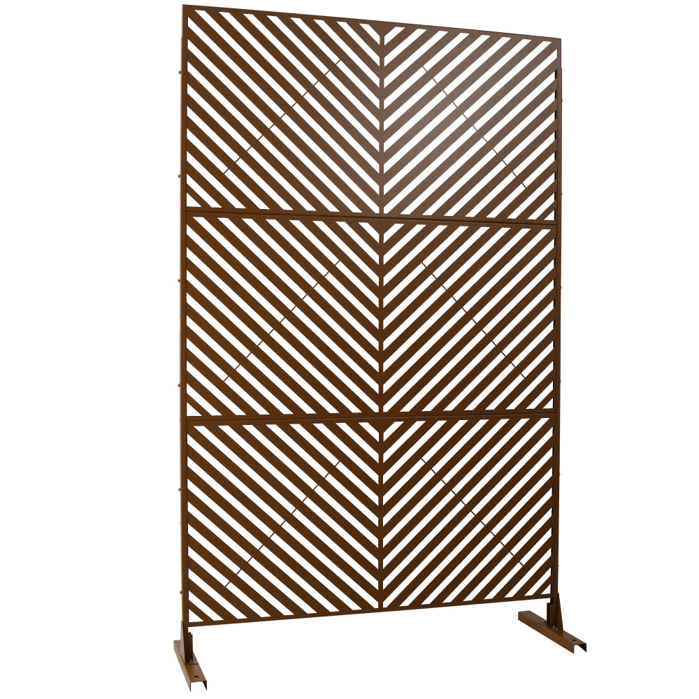 Outdoor & Indoor Privacy Screen Metal Privacy Screen 76" H×48" W, Freestanding Decorative Privacy Screen for Deck Balcony Patio, Privacy Fence Panels for Outside Lawn Garden PS113 BROWN
