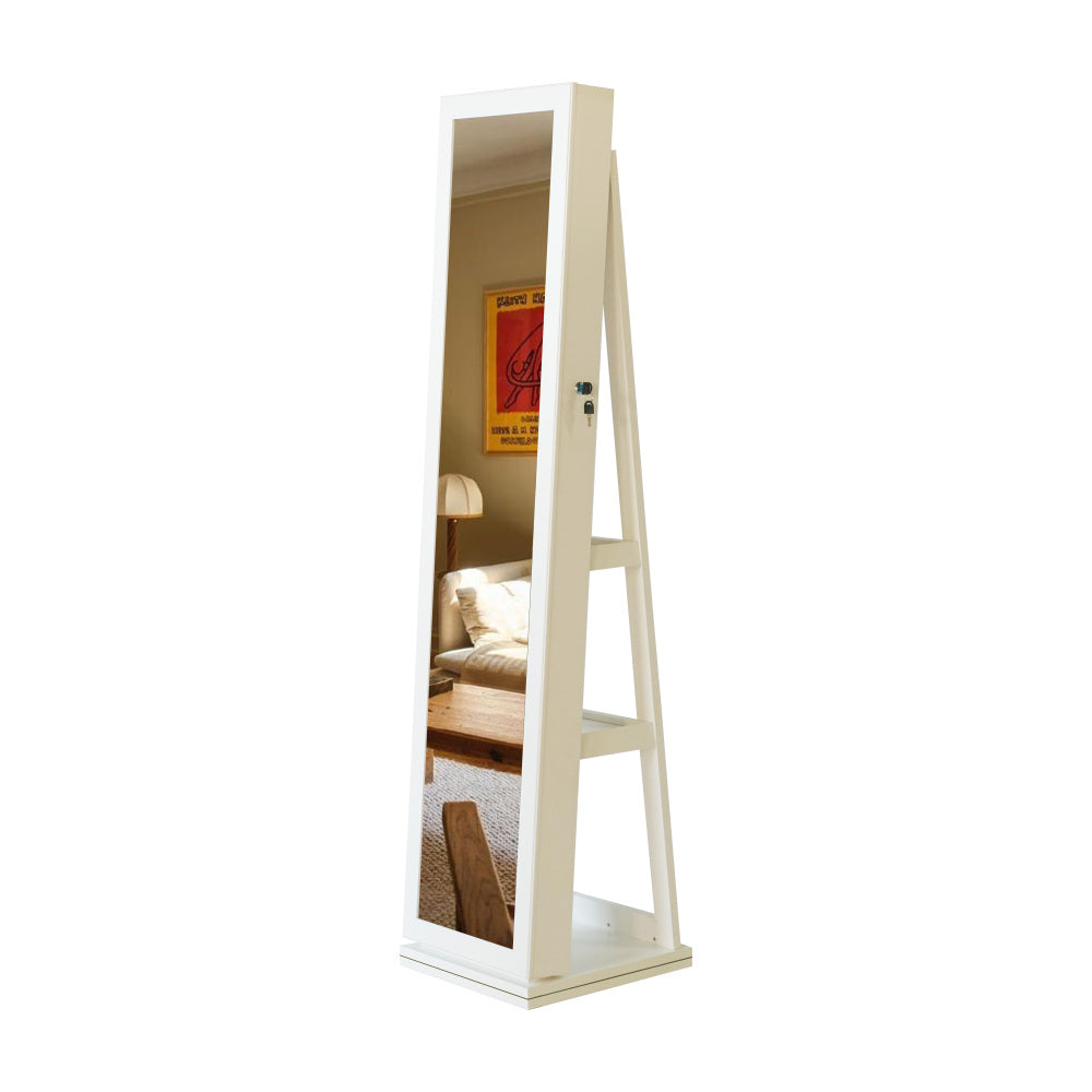 Full Length Mirror 360° Swivel Jewelry Cabinet With Led Light