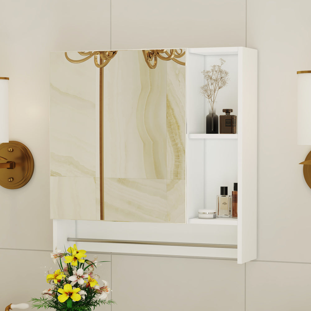 Bathroom Mirror Cabinet Wall Mounted,Medicine Cabinet,Over The Toilet Storage Cabinet with Shelves and Towel Rack