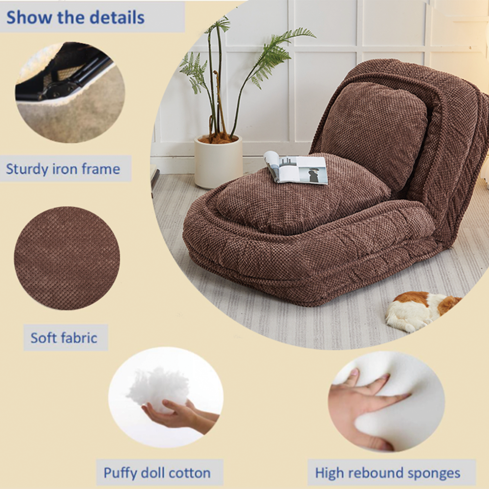 [VIDEO provided] Human Dog Bed ,Lazy Sofa Couch ,5 Adjustable Position,sit,sleep,fold,suit to put in bedroom, living room ,Space Saving Design,Brown