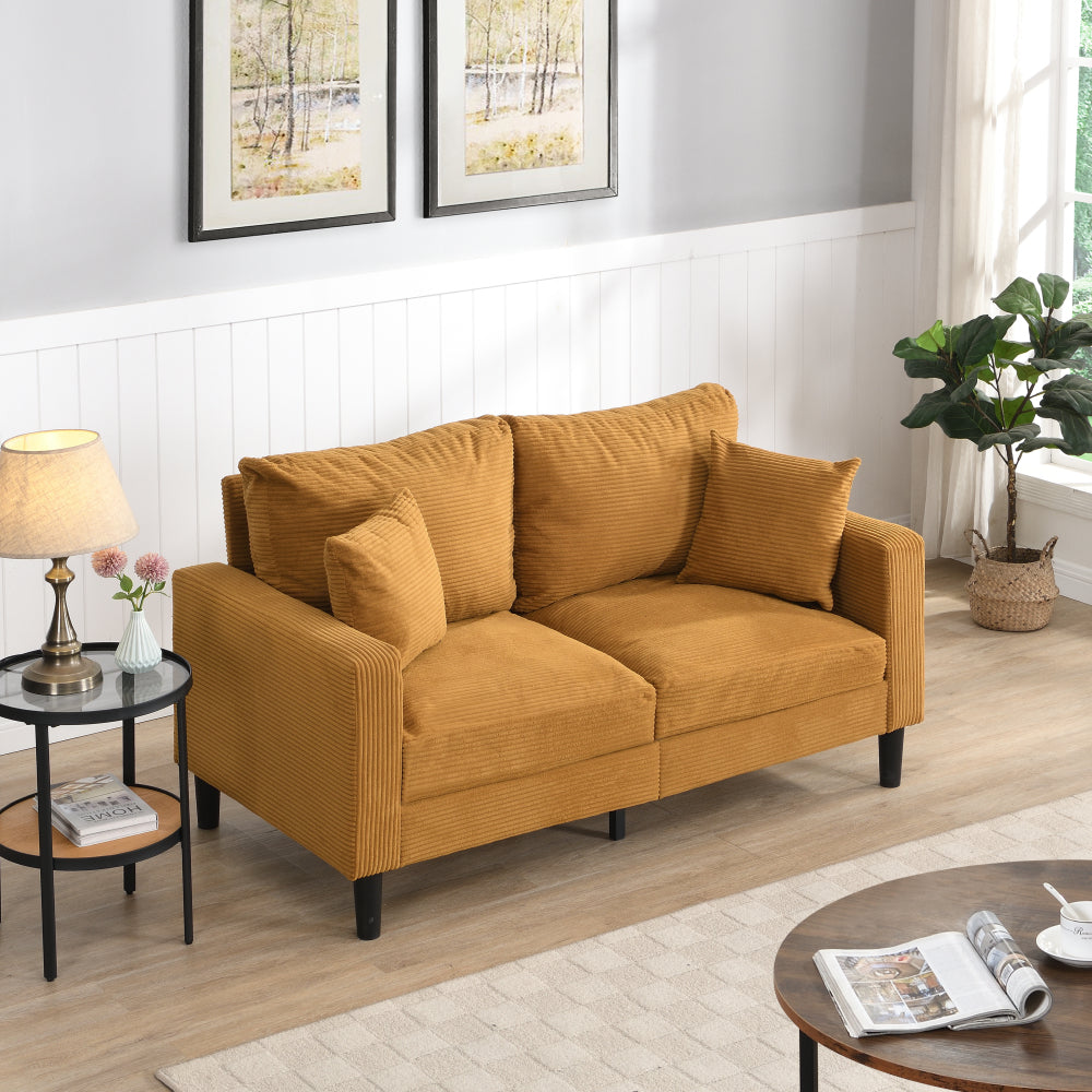 57 " High Resilience Loveseat Sofa, Wooden Frame 2 Seat Sofa, Comfy , Small Space Saving Modern Upholstered Sofa, Living Room Bedroom Apartment Small Space , Light gray