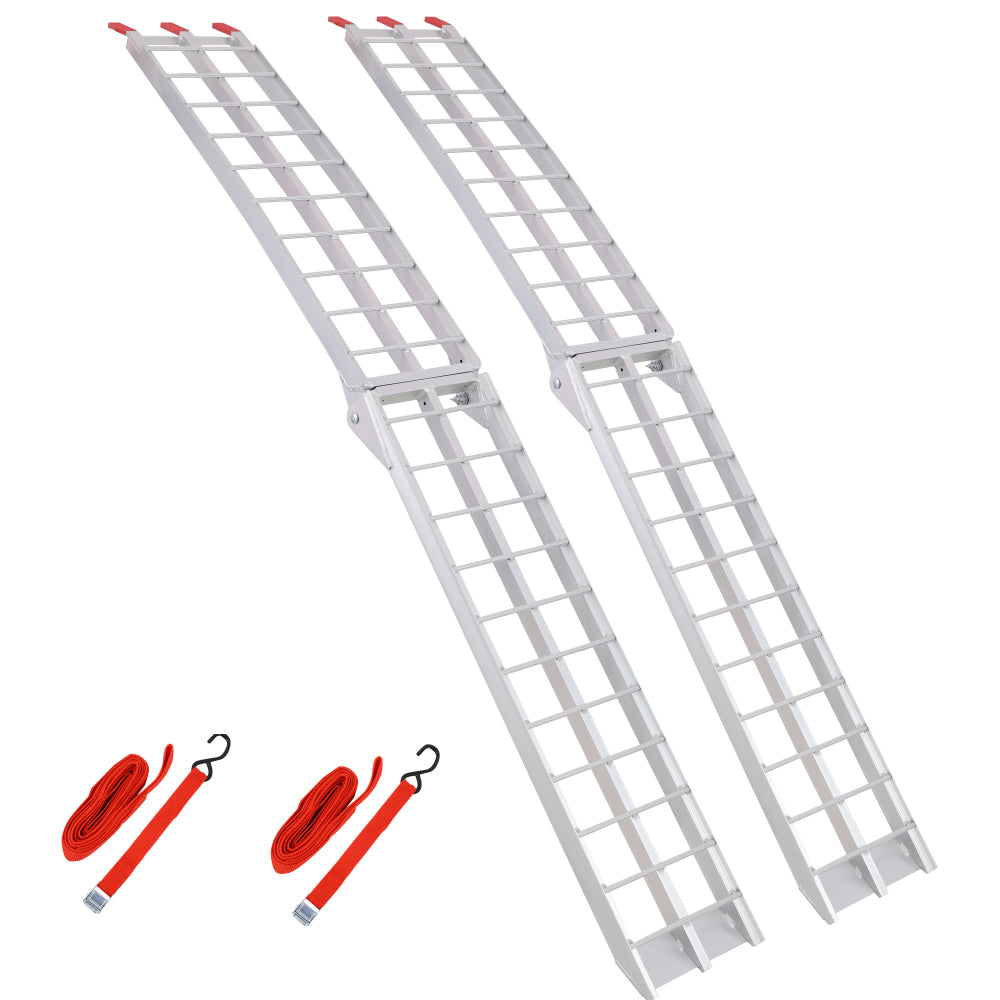 7.5FT Aluminum Loading Ramps, 1500 Lbs Capacity  per pair, With safety straps, Motorcycle Ramp, ATV Truck Ramps, Tailgate Ramps, Four Wheeler Ramps for Trucks, Lawn Mower, UTV,  1 PAIR, SILVER Color