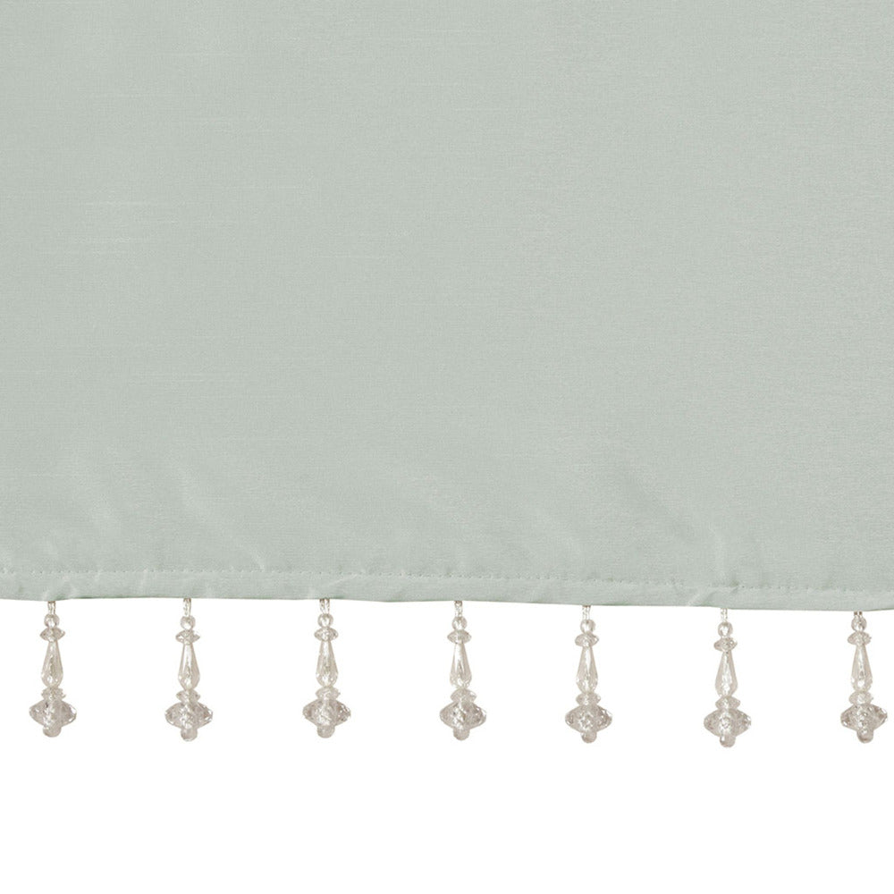 Lightweight Faux Silk Valance With Beads Dusty Aqua 50x26"