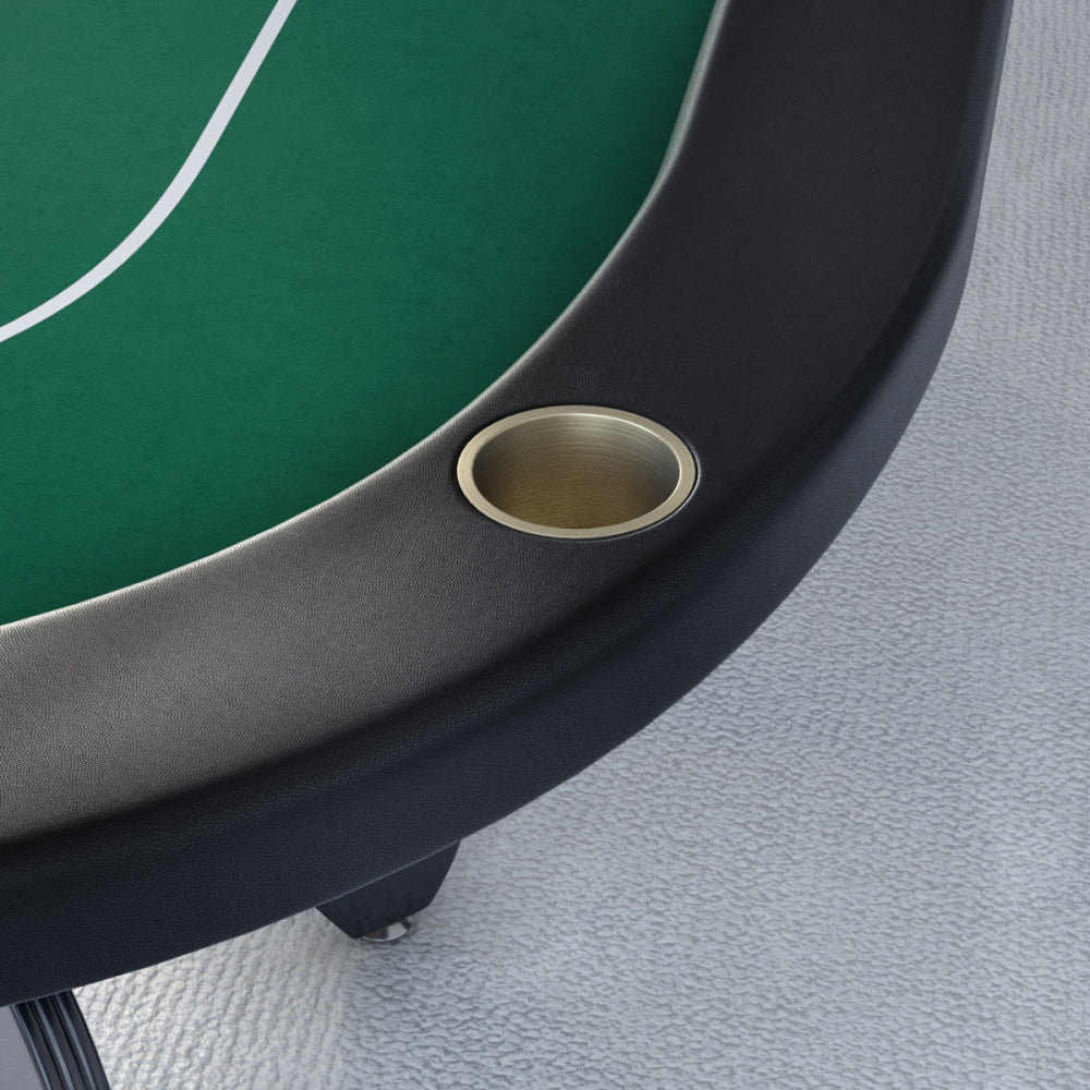96" Poker Table for Texas Holdem Casino Game Premium Aura Oval with Waterproof Felt Cup Holders Chips Tray Drop Box Green
