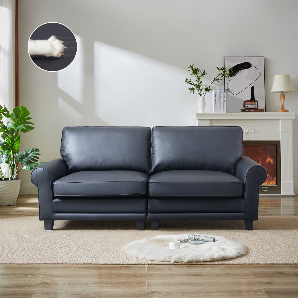 Pet-Friendly Loveseat 2-Seater Couch - 75.6" Fabric Upholstered with Rolled Arm & Removable Back Cushion, Small Space Friendly for Living Room, Bedroom & Apartment, Beige White