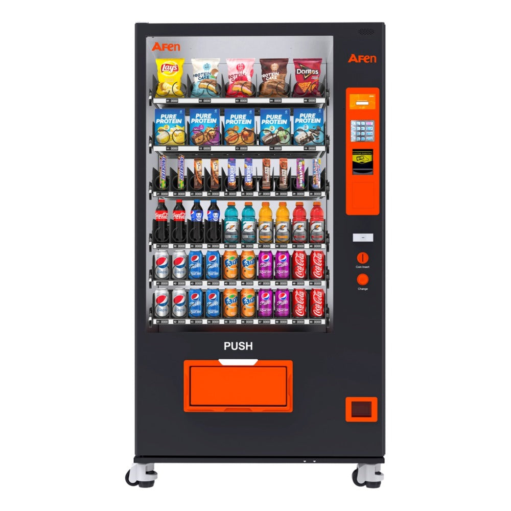 Snack & Drink Vending Machine with Coin and Bill Acceptor, Refrigerated Commercial Vending Machine, 60 Slots