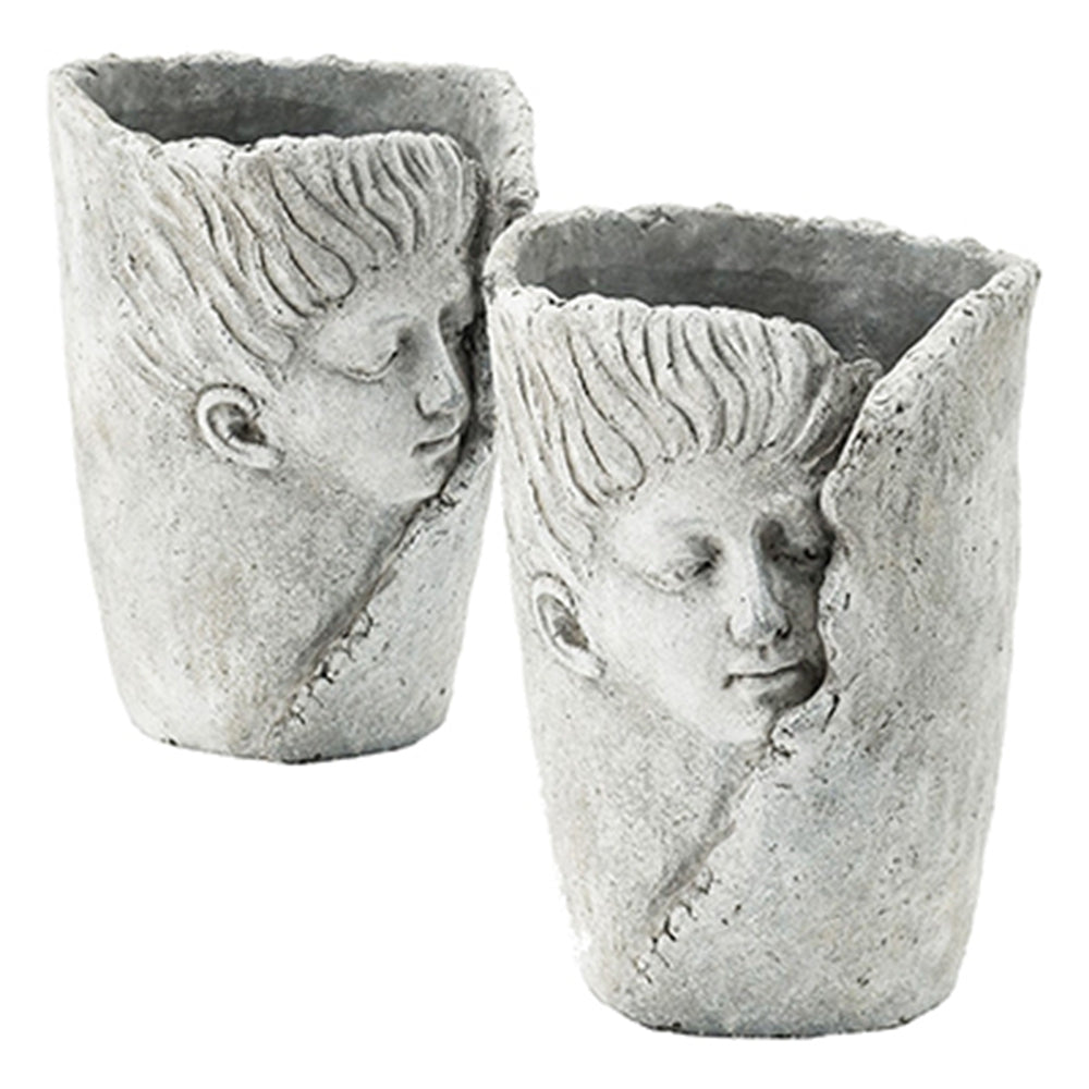 Cement Bust Wall Planter - Indoor Outdoor Home Garden Decor, 8" x 4" x 9"