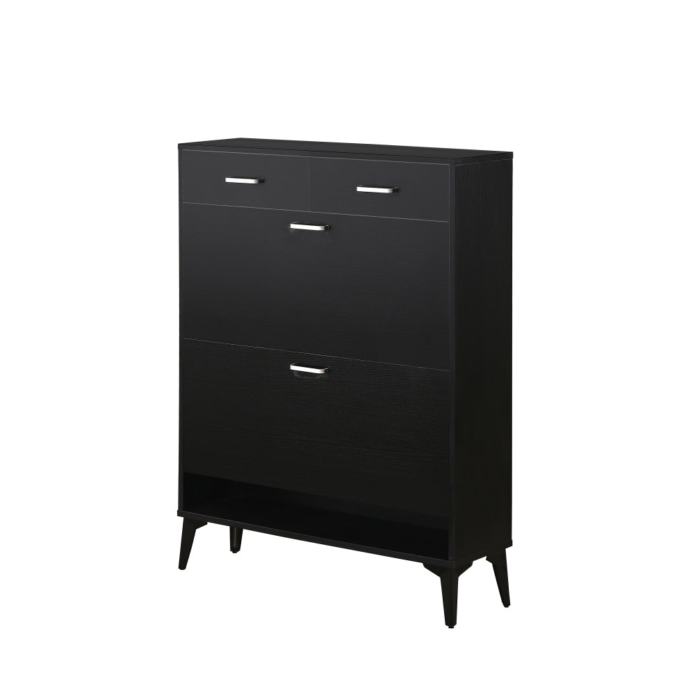 Large size Shoe Cabinet,Free Standing Tipping Bucket Shoe Rack Organizer with 2 Flip Drawers&2 Drawer,Modern Tipping Bucket for Entryway, Hallway, Bedroom-black