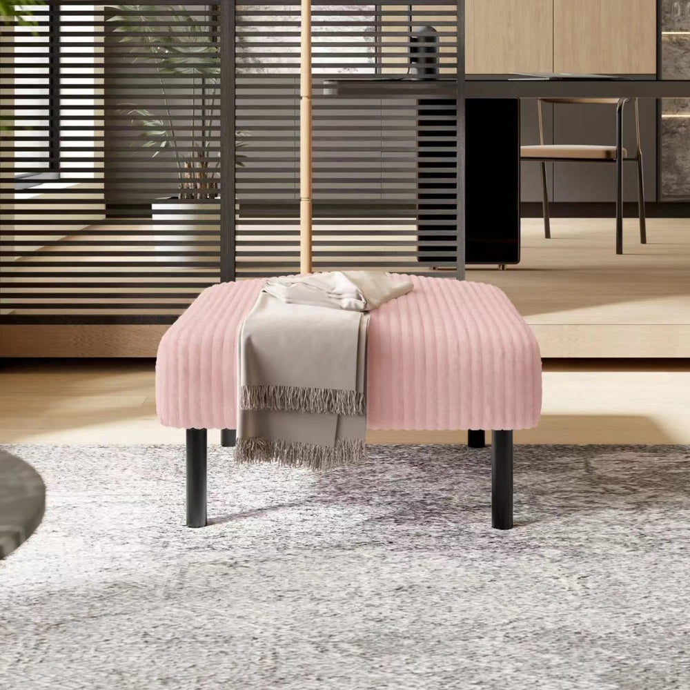 UNITED WE WIN Small Ottoman Footstool with Legs, Corduroy Fabric Ottoman Foot Stool with Soft Padded seat, Square Footstool Footstool for Living Room