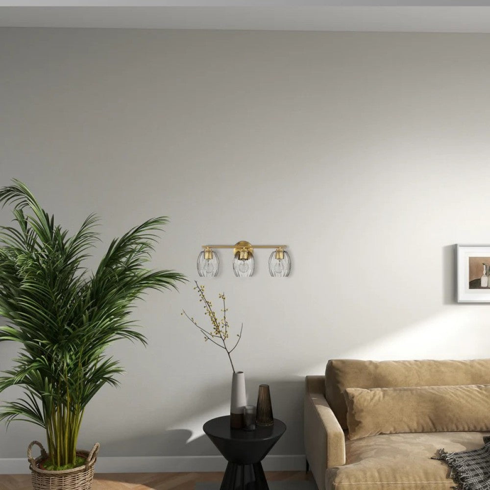 Luster Three Lights Vanity With Clear Glass for Bathrooms above Mirror  Wall Lamp - Satin Brass