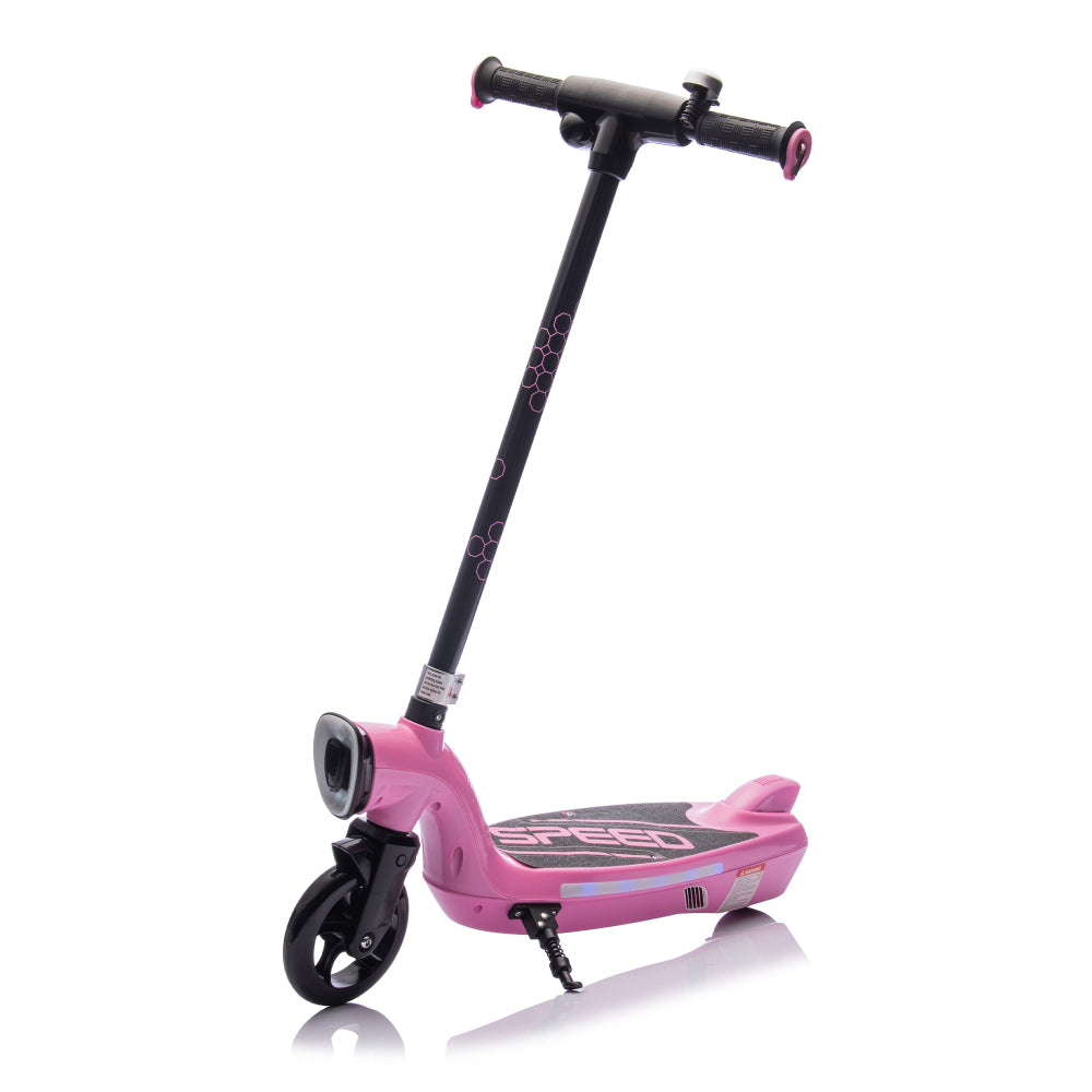 Kids Ride On Electric Scooter With Kickstand,Scooter Bell,Faster Speed And Longer Usage Time,Rear Brake,Wider Pedal,Non-Slip Handle,Colorful LED Lights,5.59-6.84 MPH For Kids 6+.