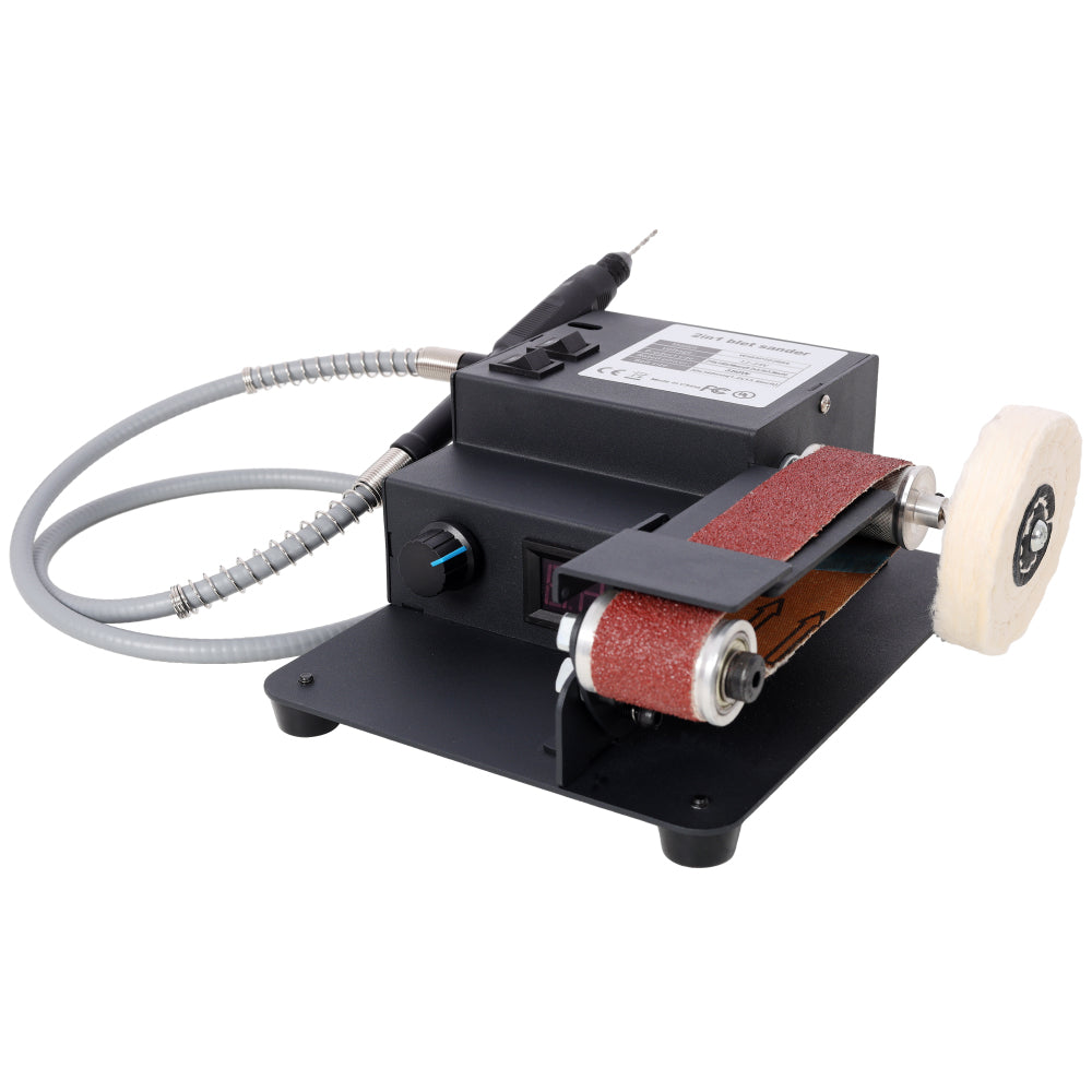 2-in-1 Belt Sander,350W Dual Motor Rotary Tool Sand Belt,Mini Electric Belt Sander Desktop Polisher,Multifunctional Power Tool