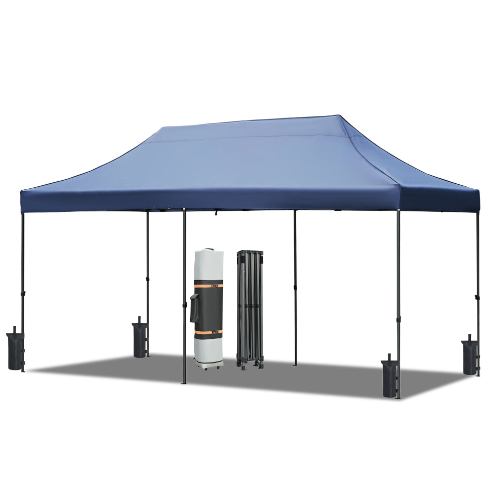 TREXM 10x20 Pop Up Canopy Tent with 6 Sidewalls, Heavy Duty Party Tent, UV and Waterproof Protection, 3 Height Adjustable Outdoor Canopy Tent with Roller Bag for Weddings, Events, and Beach, Navy