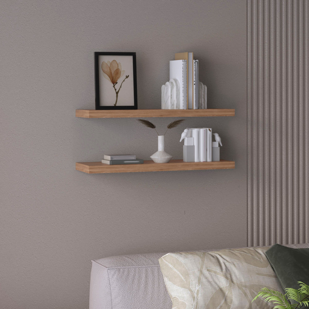 Ecco 31.5" Wide  Floating Shelves Set of 2, Shelves for Wall Decor for Bedroom, Bathroom Storage Shelves, Book Shelves for Living Room