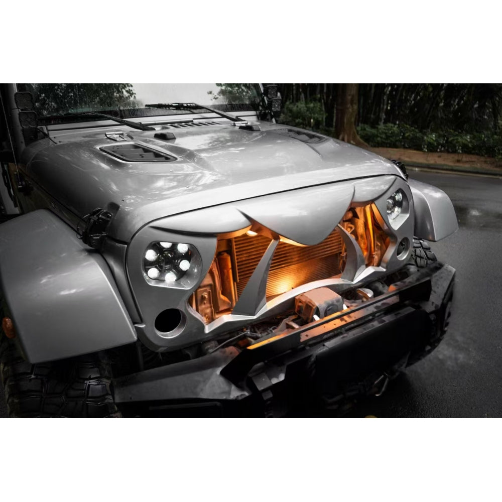 Halloween Front Grille Grid Grill for 2007-2018 Jeep Wrangler Rubicon Sahara Sport JK/JKU, Matte Black