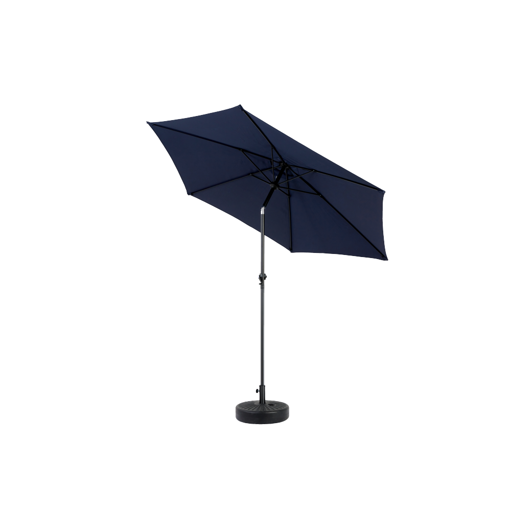 9FT Outdoor Patio Umbrella Outdoor Table Umbrella with Push Button Tilt and Crank, Market Umbrella 6 Sturdy Ribs , Deck, Backyard, Pool (Base Not Included) - (Navy blue )
