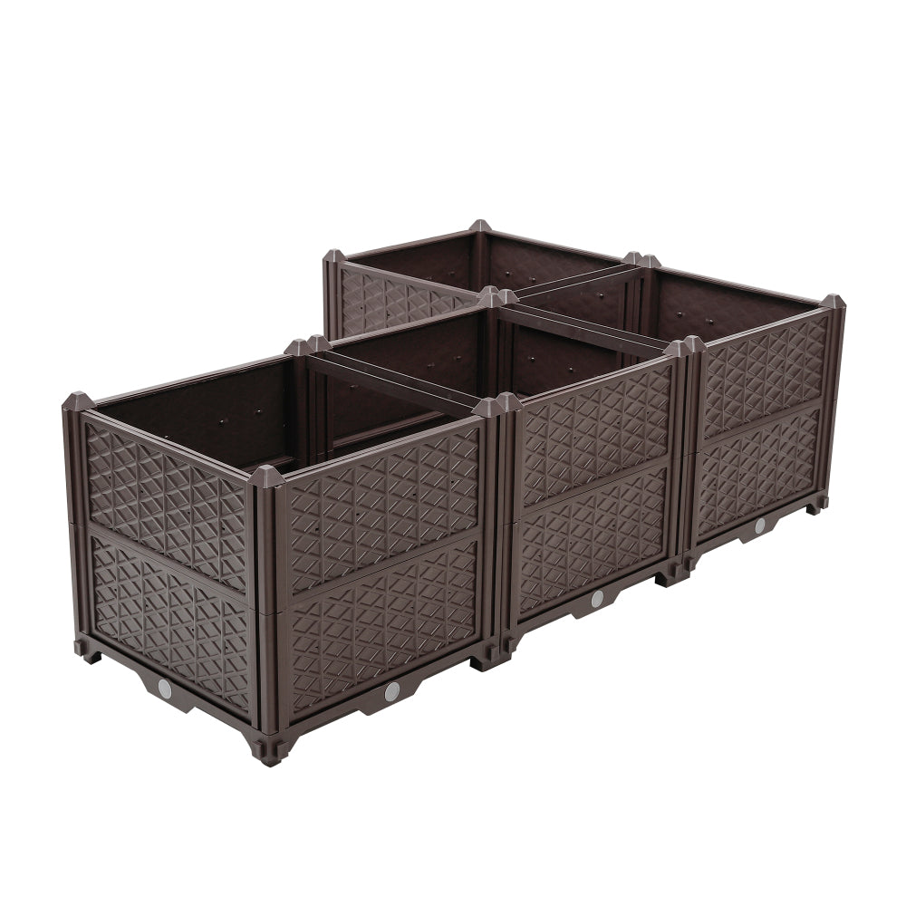Indoor and outdoor rectangular plastic planting box; planting kit for fresh vegetables, herbs, flowers, and succulents; brown