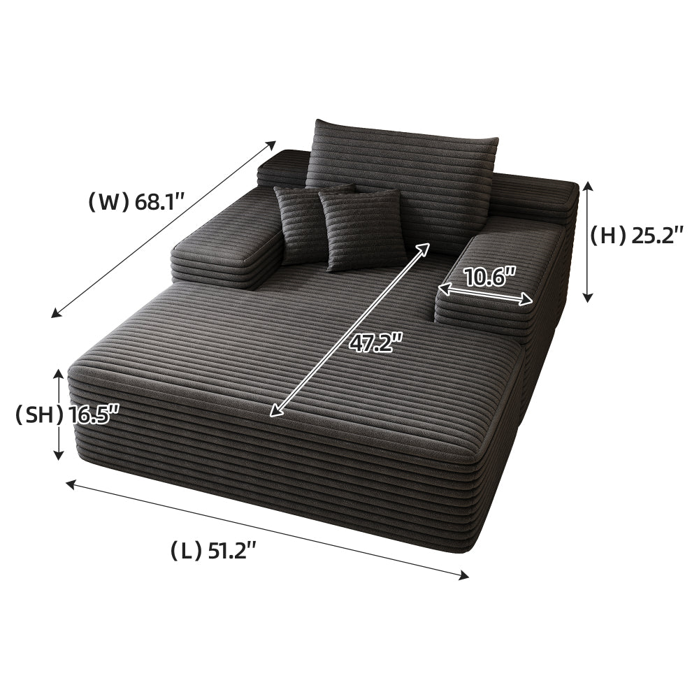 68"*51" Chaise Lounge Chair Indoor, Oversized Upholstered Sofa Bed, Sleeper Couch Reading Chairs Fluffy Plush Faux Fur Cloud Sofas Couches for Living Room,Dark Grey