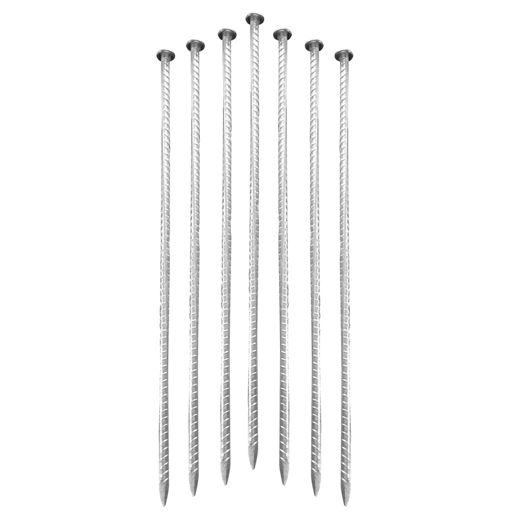 0.4 in. x 12 in. Silver Steel Rebar Ground Pins (8 Pack) - Heavy Duty Landscaping Anchors for Weed Barrier, Netting & Erosion Control