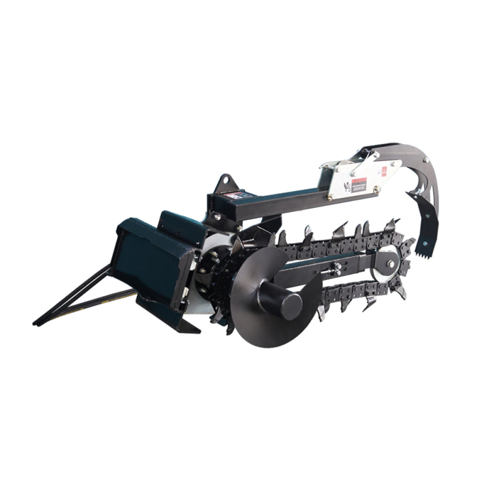 Skid Steer Trenchers Attachment with Adjustable Depth Control Foot, Universal Mount Plate