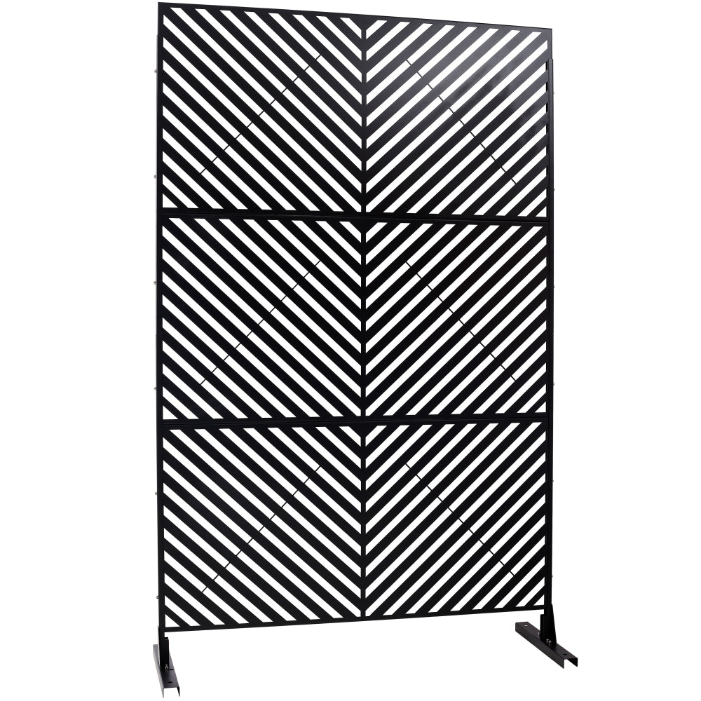 Outdoor & Indoor Privacy Screen Metal Privacy Screen 76" H×48" W, Freestanding Decorative Privacy Screen for Deck Balcony Patio, Privacy Fence Panels for Outside Lawn Garden PS113 BLACK