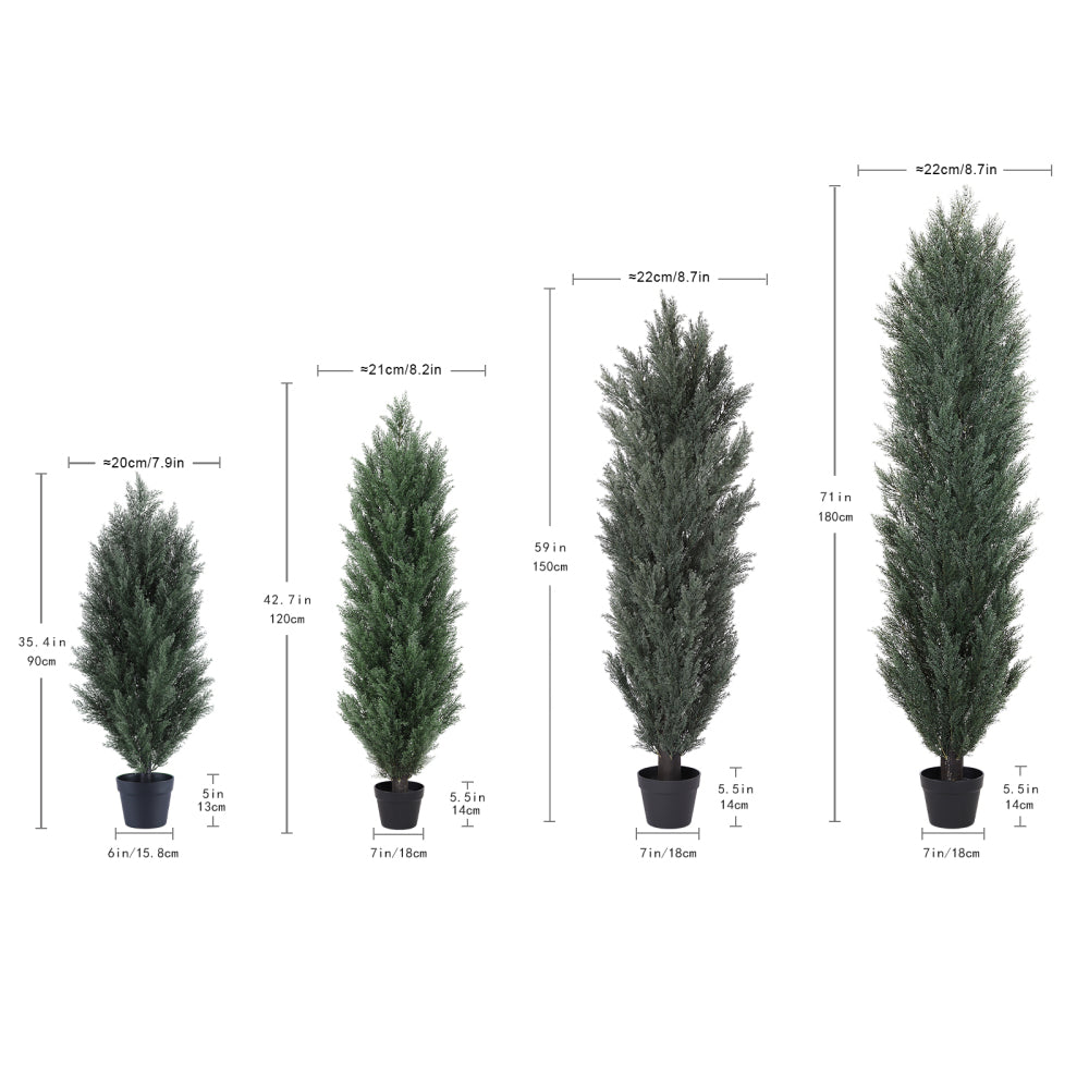 180cm detachable artificial green pine and cypress tall simulation plant for indoor and outdoor decoration 2pcs/set