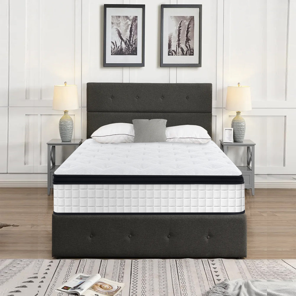TWIN Size 12 Inch Hybrid Mattress Individual Pocket Spring 7-Zoned Memory Foam Knitted Cover CertiPUR-US White