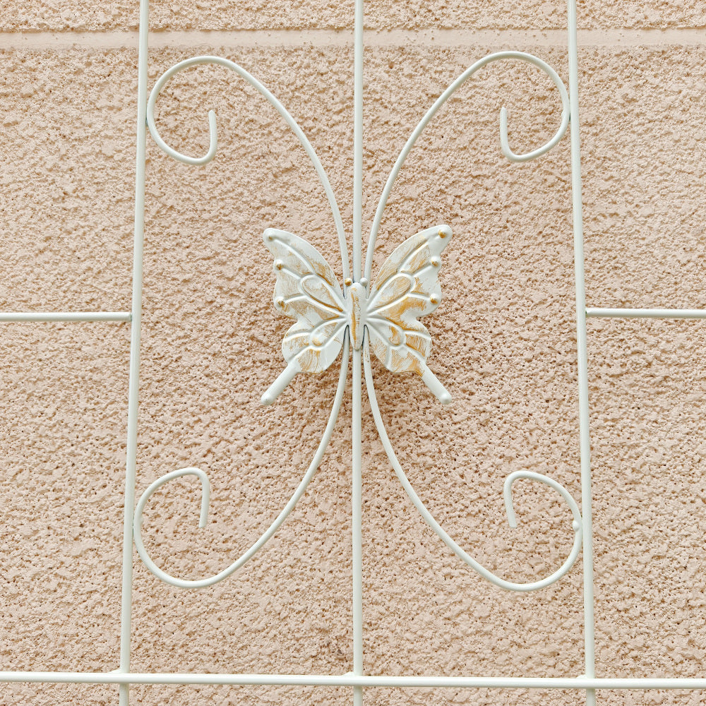 4 Pack Metal Garden Trellis 86.7" x 19.7" Rustproof Trellis for Climbing Plants Outdoor Flower Support Cream White