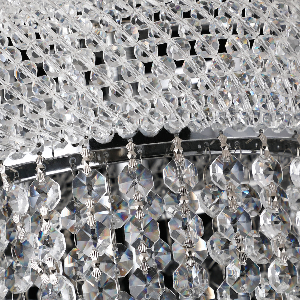 28-Inch Crystal Chandelier Lighting for Dining Room Modern Interior Luxury K9 Bedroom Crystal Chandelier Ceiling Light French Empire Crystal Chandelier Chrome 15 Lights